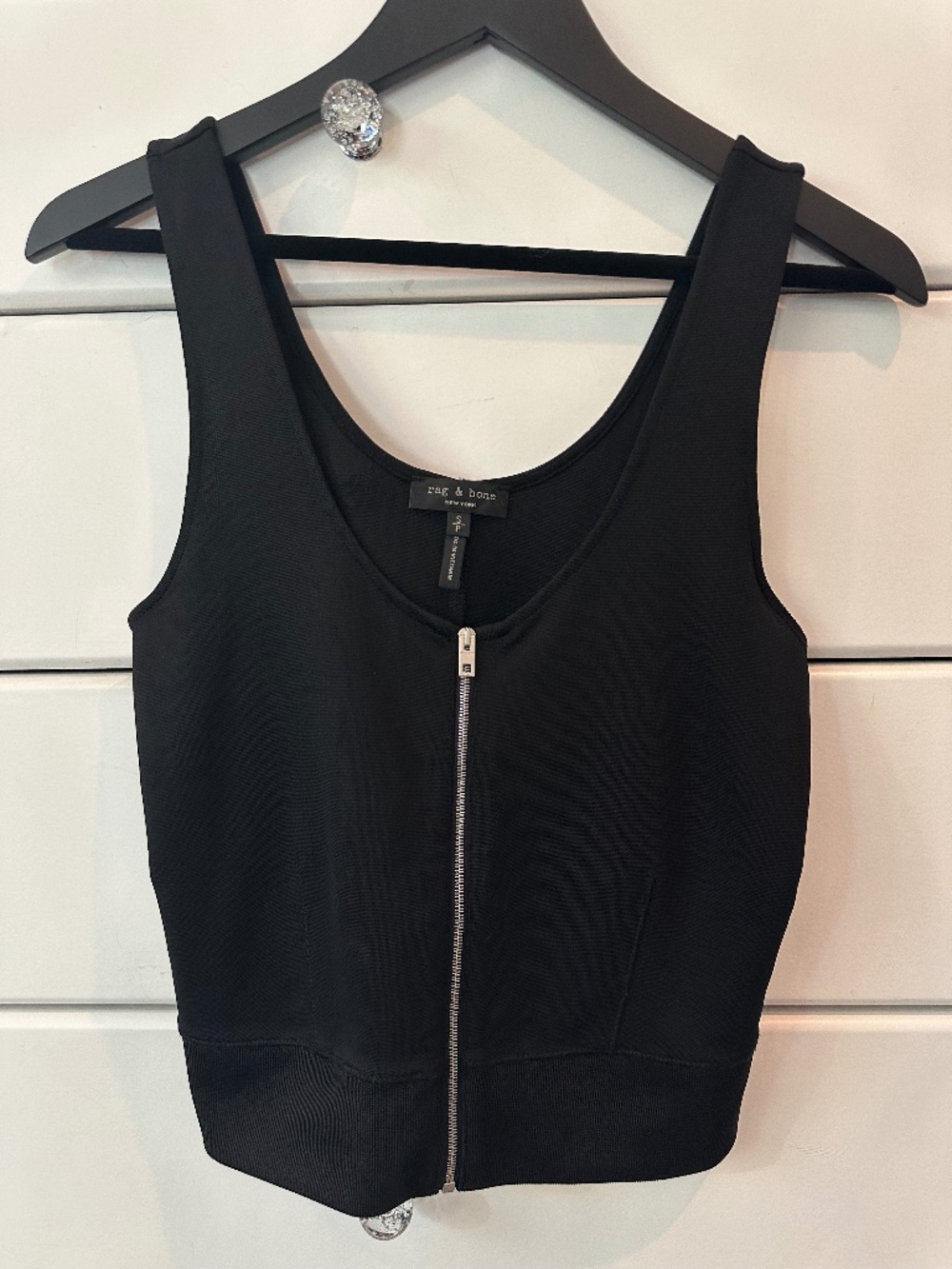 Rag & bone Black Zip Front Tank Top Size Small